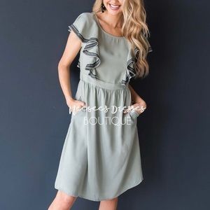 Army Green Ruffle Dress
